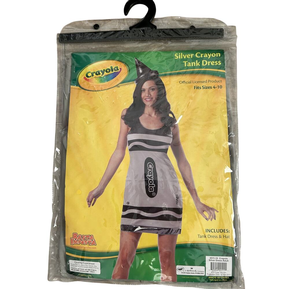 SILVER CRAYOLA CRAYON TANK DRESS COSTUME FITS SIZE 6-10